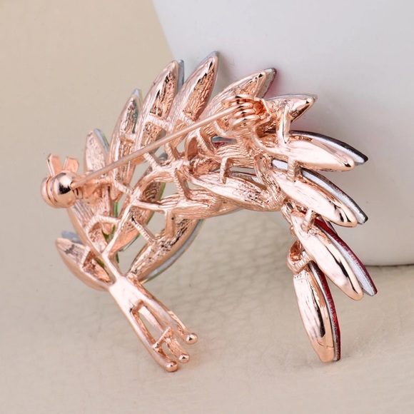 Colorful Crystal Rhinestone Leaf Brooch - Picture 3 of 5